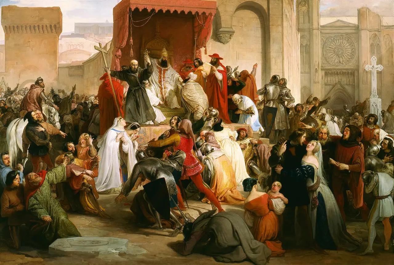 Francesco Hayez's 1835 painting of Pope Urban II preaching the First Crusade in the square at Clermont (illustrative).