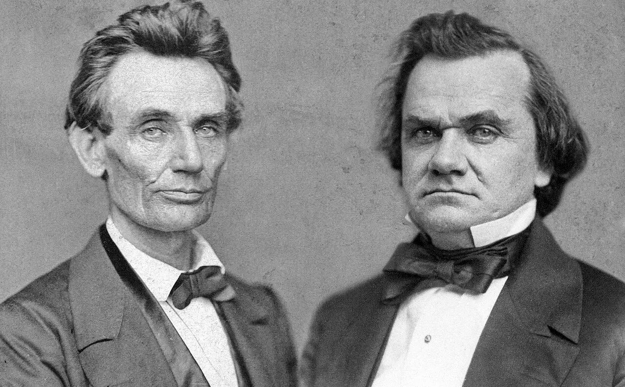 Portrait photographs of Abraham Lincoln and his 1858 Senate rival Stephen A. Douglas