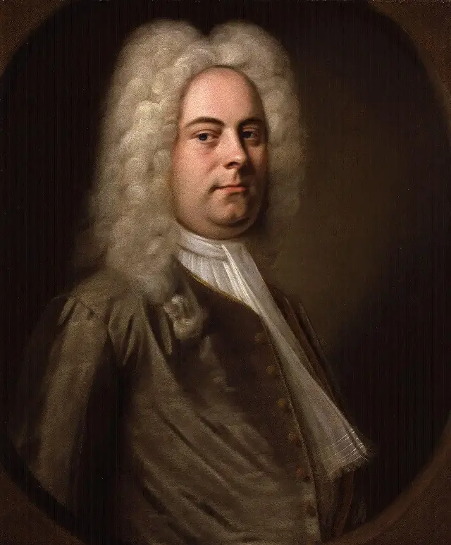 18th-century oil portrait of composer George Frideric Handel, attributed to Balthasar Denner; an illustration, not an image of the 1742 premiere
