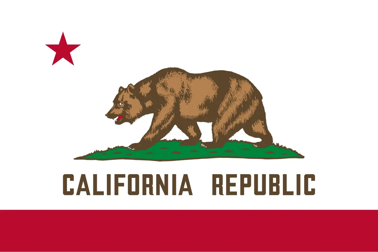 The flag of the State of California, descended from the Bear Flag of 1846.
