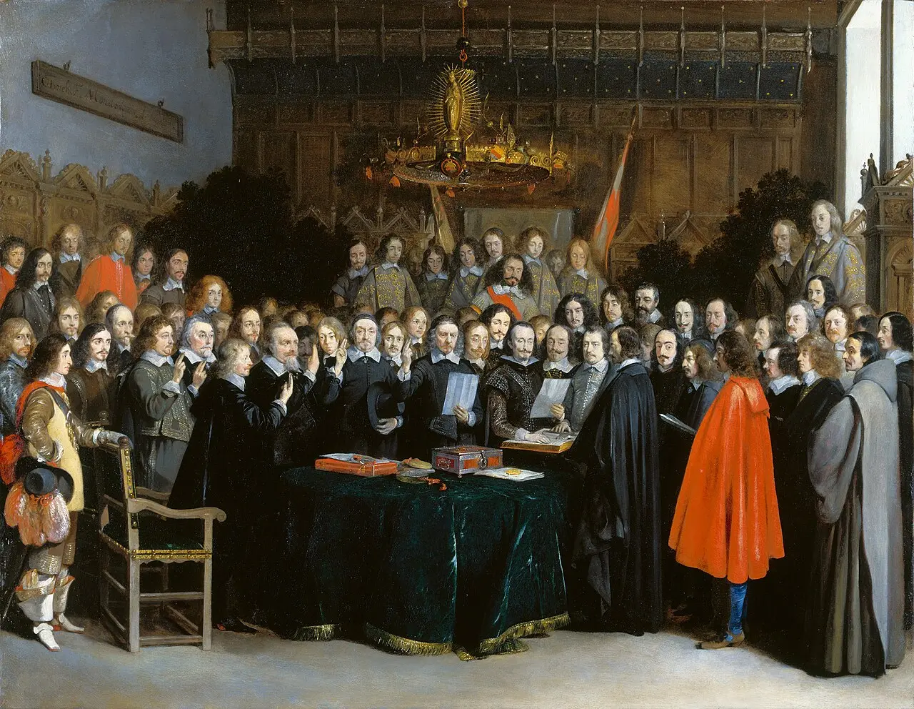 Gerard ter Borch's 1648 painting of delegates swearing the oath ratifying the Treaty of Münster.