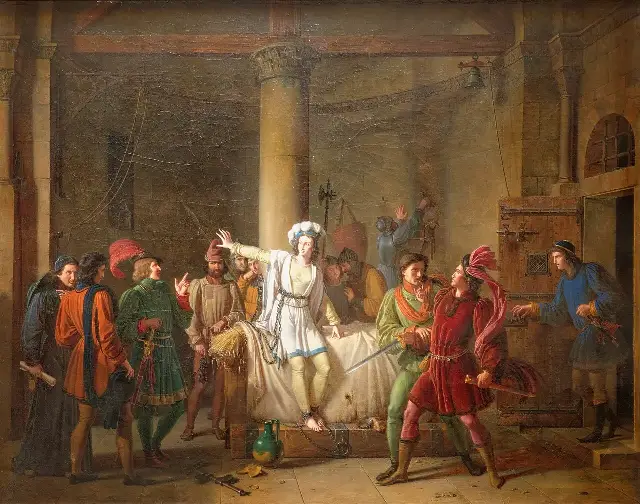 Pierre Révoil's 1819 painting of Joan of Arc imprisoned at Rouen, shortly before her execution.