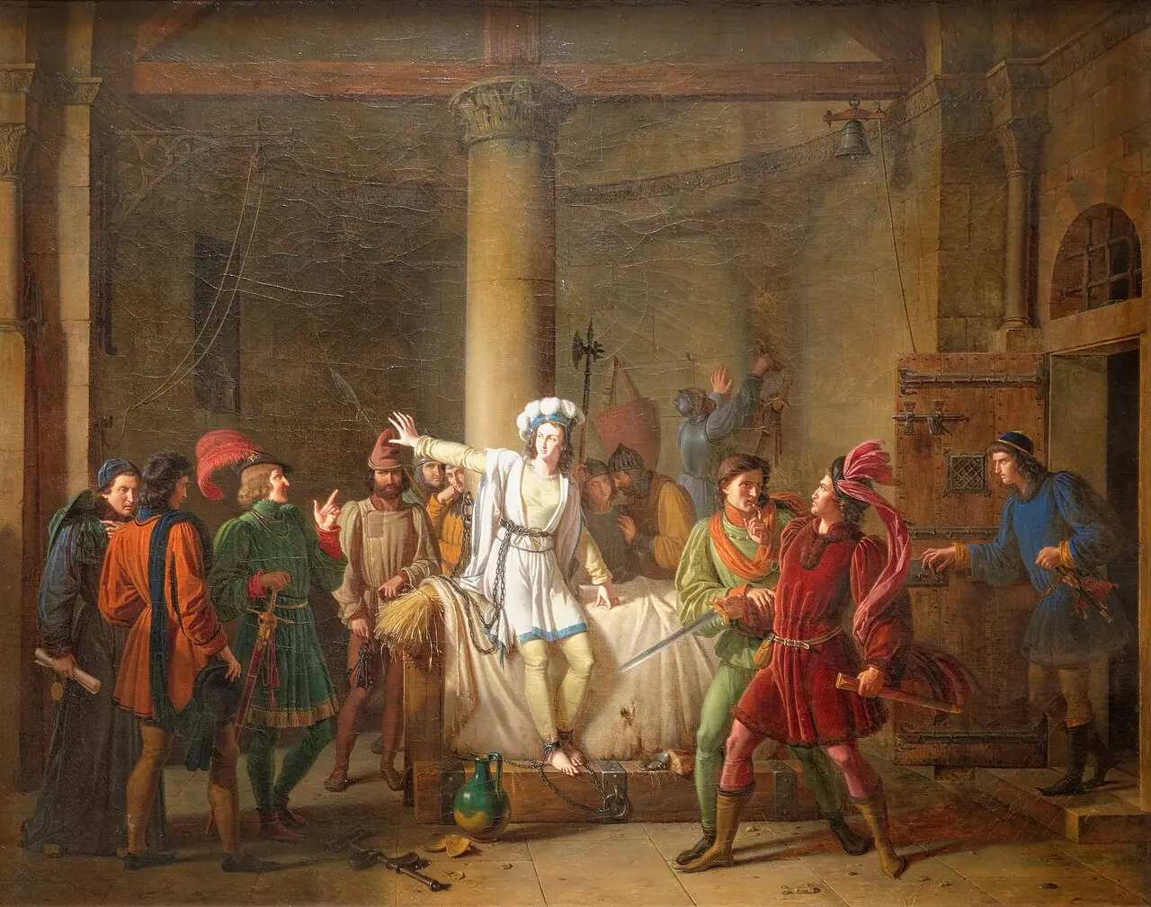 Pierre Révoil's 1819 painting of Joan of Arc imprisoned at Rouen, shortly before her execution.