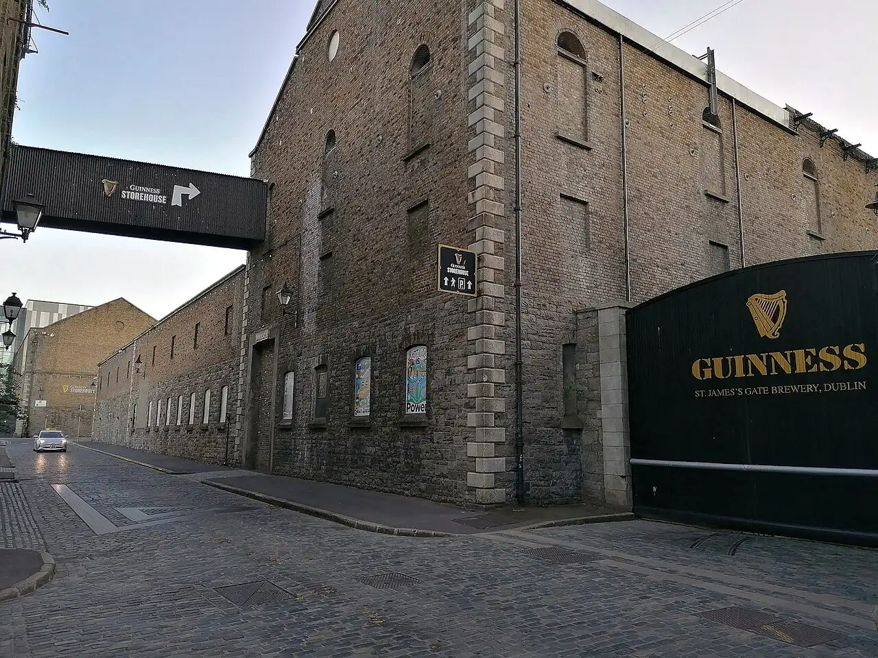 The St. James's Gate entrance to the Guinness brewery in Dublin
