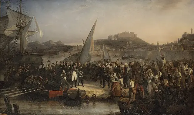 Joseph Beaume's 1836 painting of Napoleon departing the island of Elba