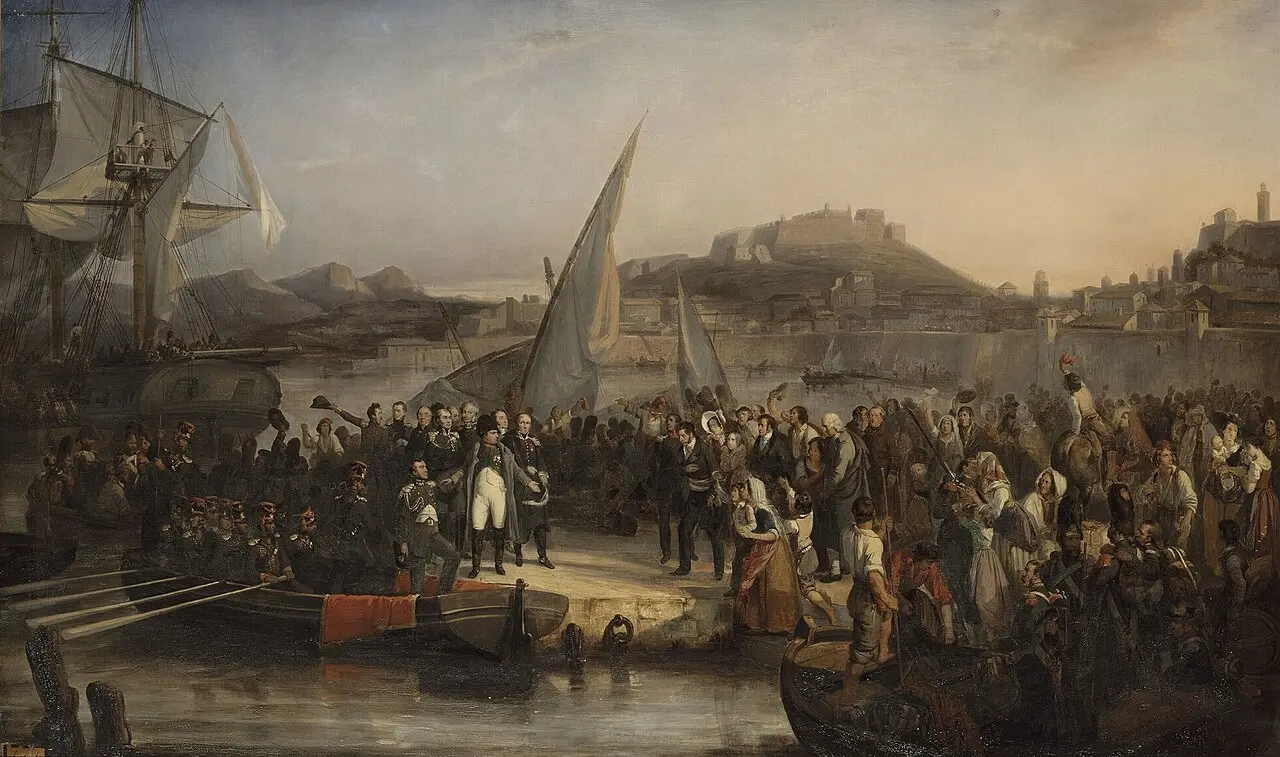 Joseph Beaume's 1836 painting of Napoleon departing the island of Elba