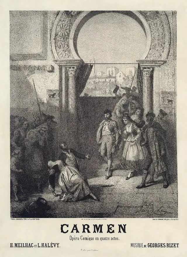 Poster for the 1875 premiere of Georges Bizet's Carmen