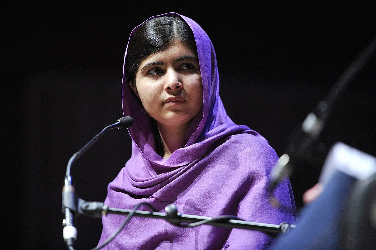 Malala Yousafzai speaking at a public event