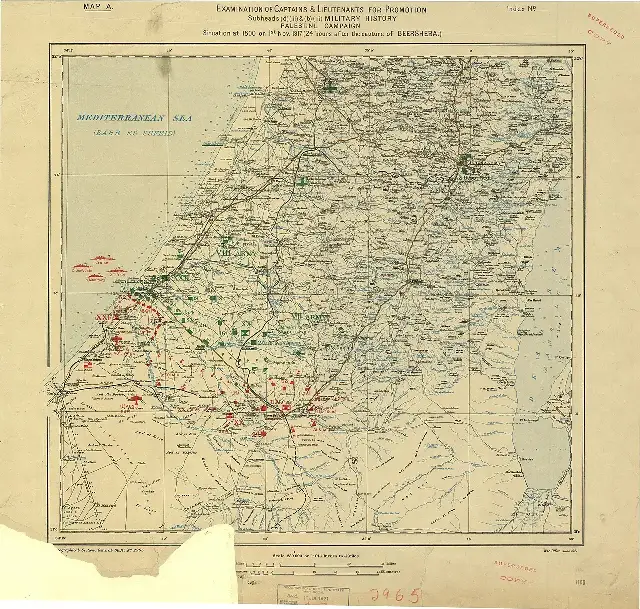 A British military map showing the situation in Palestine at 6 p.m. on November 1, 1917 — one day before the Balfour Declaration.