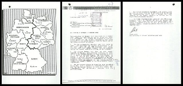 October 1990 New Zealand government memo announcing German reunification, with a map of the reunified Germany