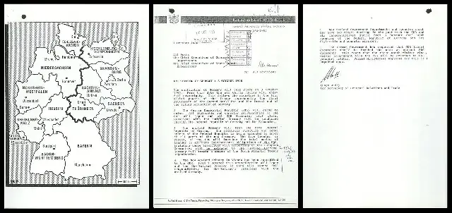 October 1990 New Zealand government memo announcing German reunification, with a map of the reunified Germany
