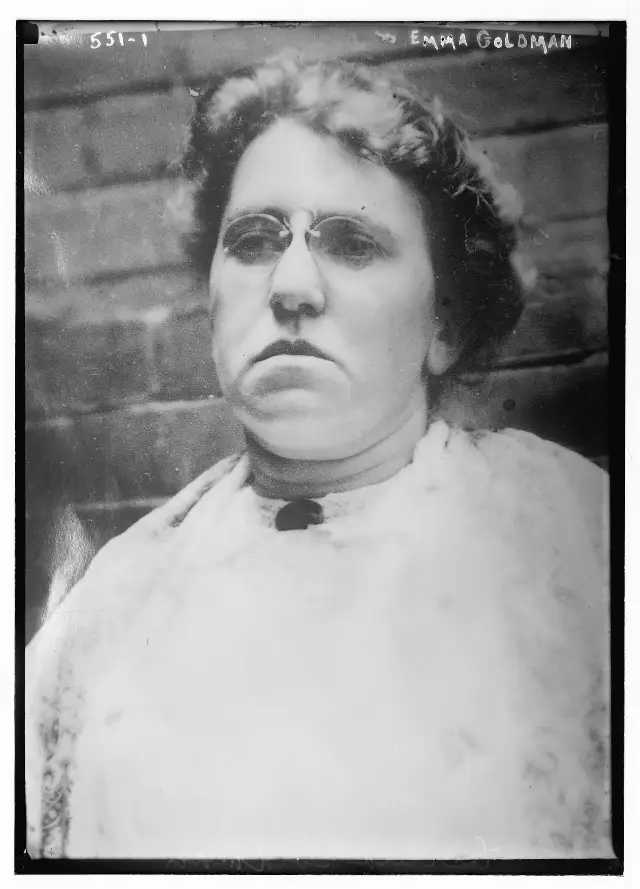 Portrait photograph of Emma Goldman, the anarchist orator deported from the United States in 1919