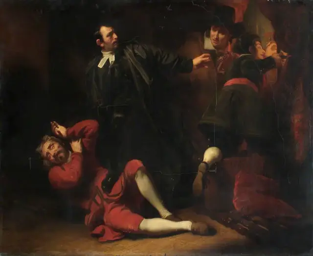 Henry Perronet Briggs's 1824 painting depicting Colonel Thomas Blood and his accomplices stealing the Crown Jewels.