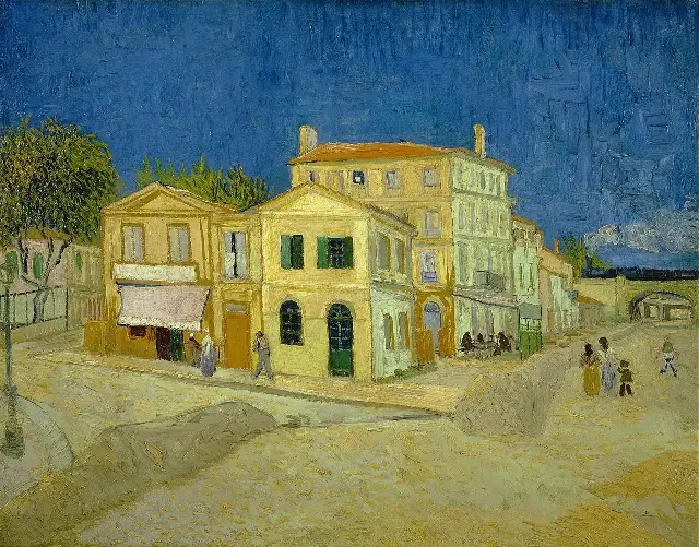 Van Gogh's 1888 painting of the Yellow House in Arles, the house where he lived and worked with Paul Gauguin