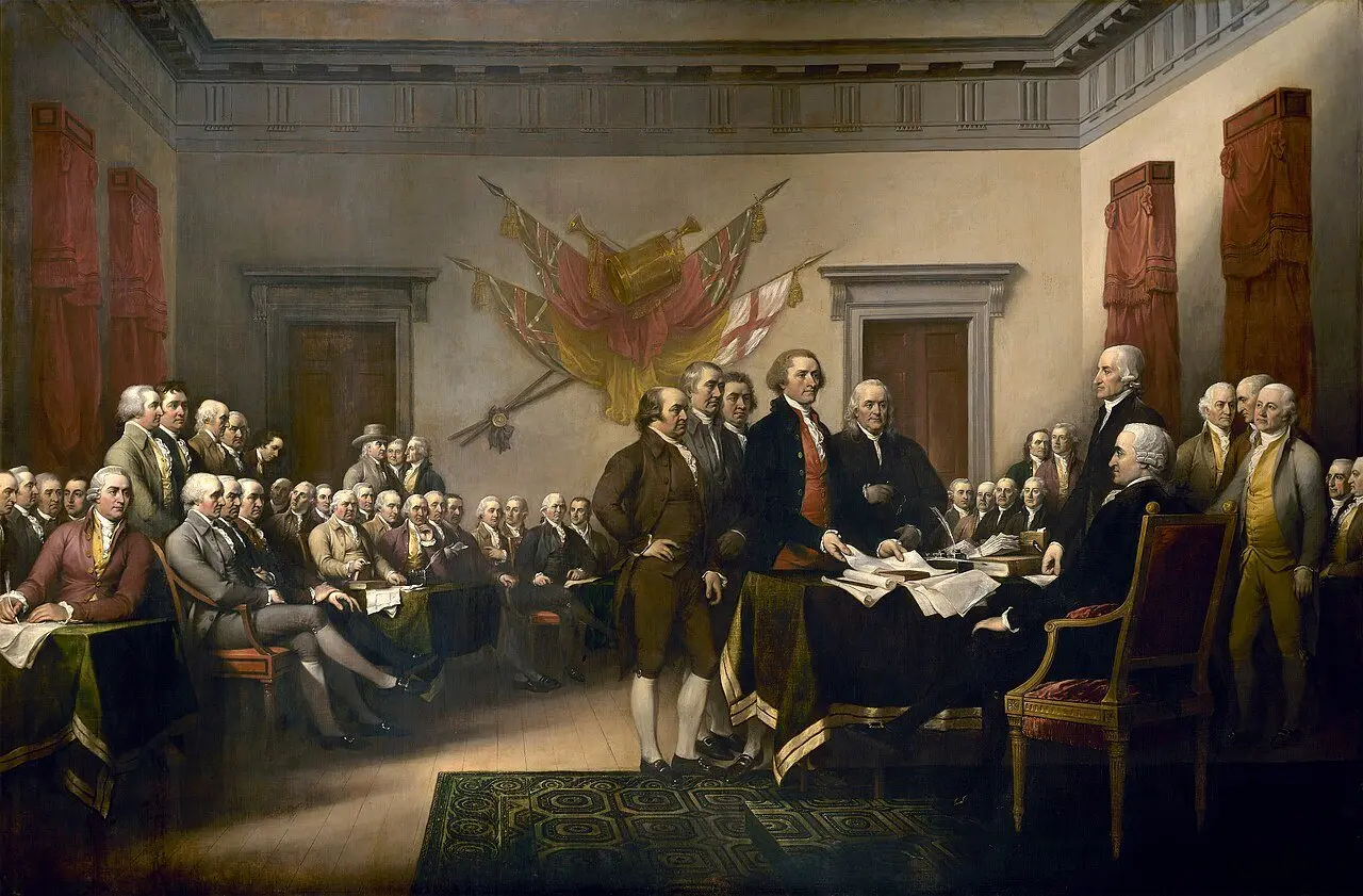 John Trumbull's 1819 painting showing the presentation of the Declaration of Independence to Congress