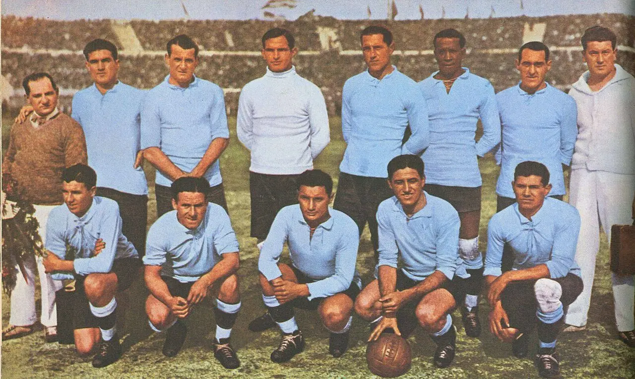 The Uruguay national football team at the 1930 World Cup in Montevideo — winners of the first tournament FIFA ever staged.