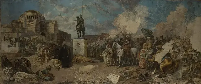 Stanisław Chlebowski's 19th-century painting of Sultan Mehmed II's entry into Constantinople in 1453.